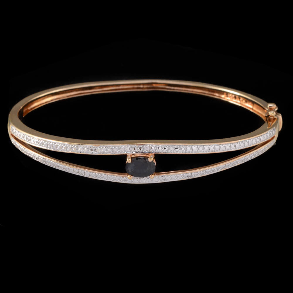 Sterling Vermeil Blue Sapphire and Diamond Bracelet