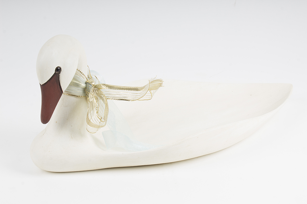 Signed James Haddon Hand Carved Wood Swan