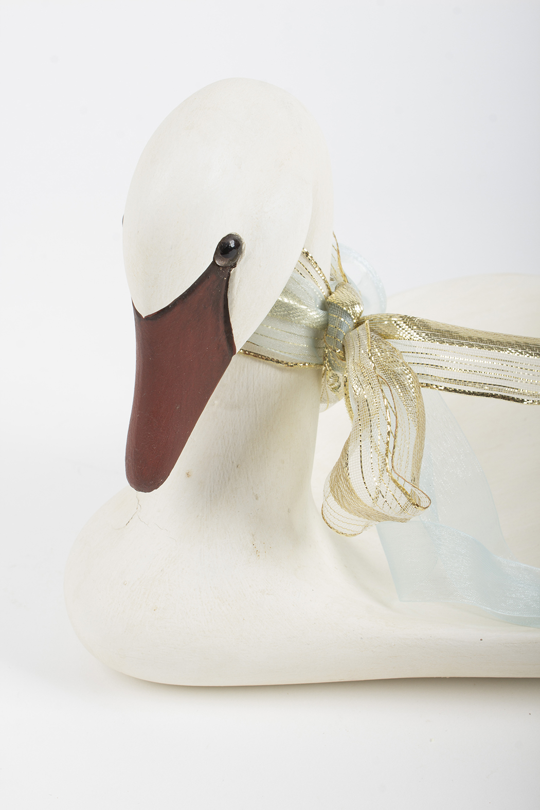 Signed James Haddon Hand Carved Wood Swan