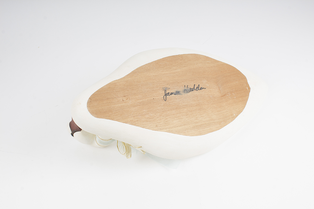 Signed James Haddon Hand Carved Wood Swan