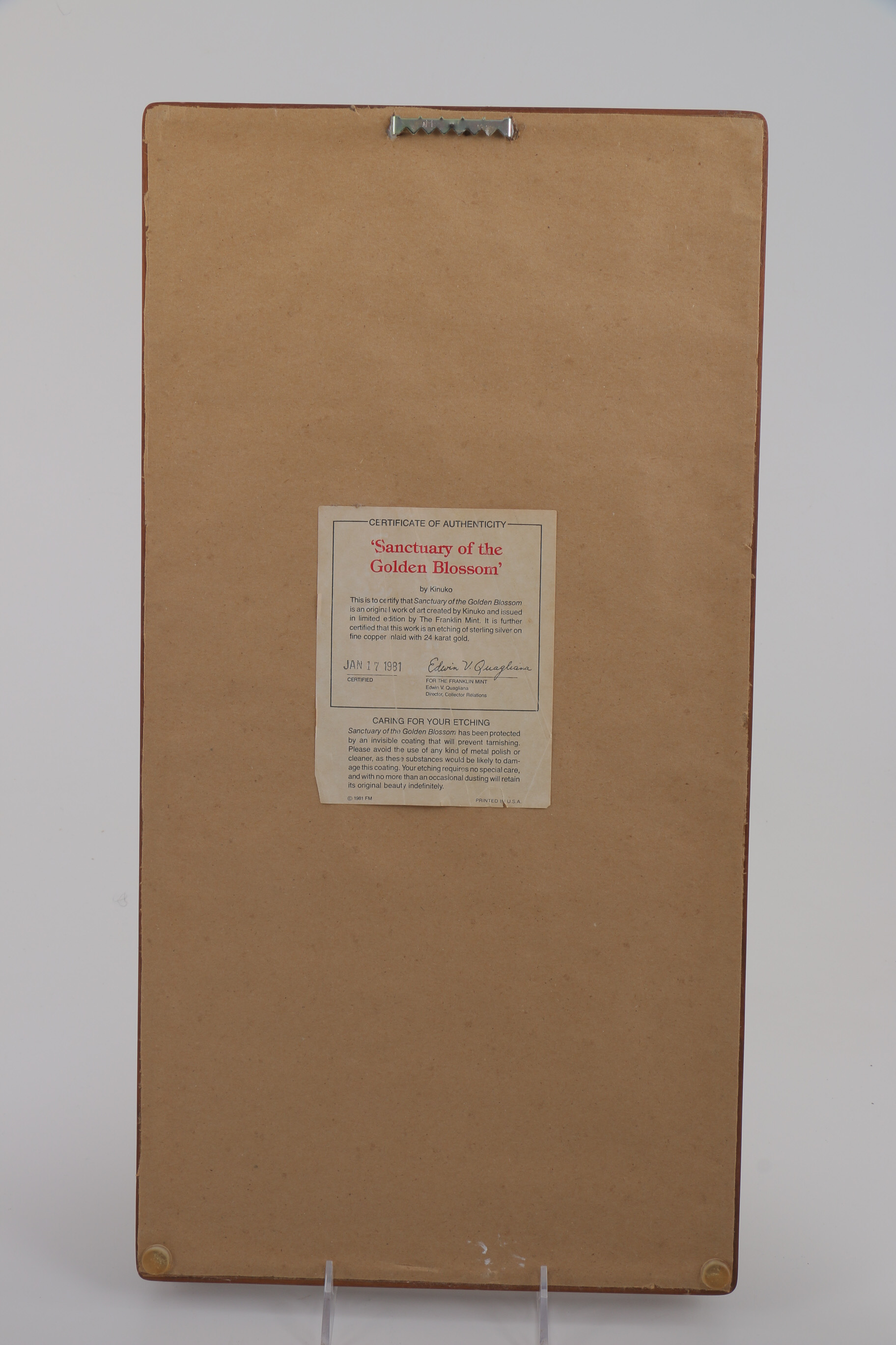 Kinuko Etchings on Fine Copper of Flowers and Birds