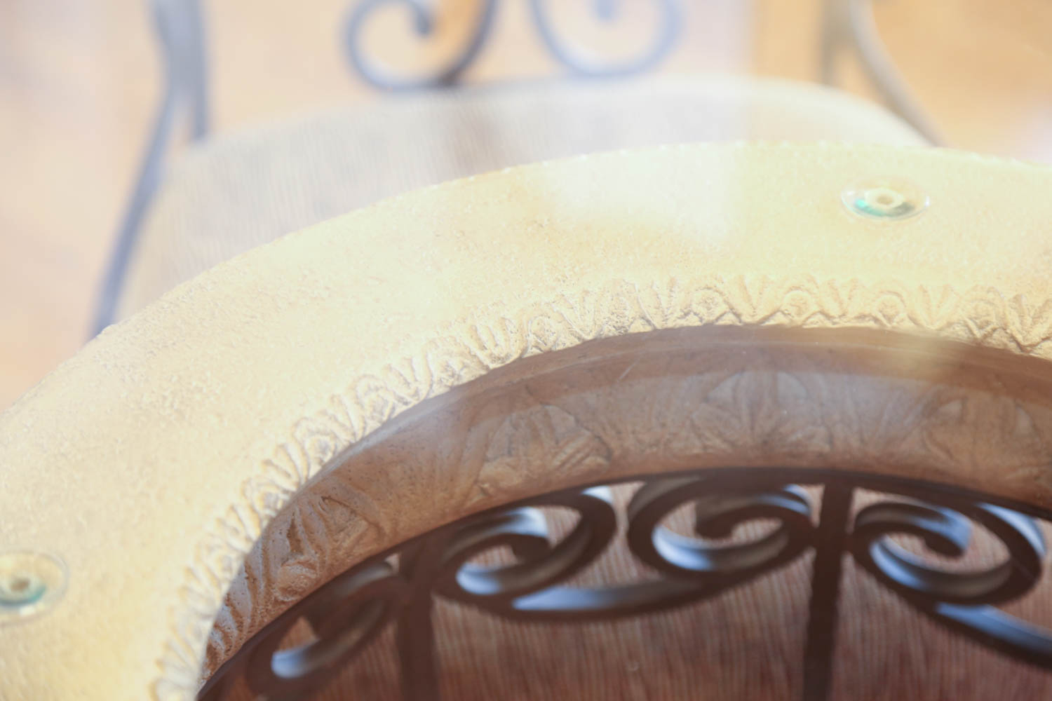 Wrought Iron Glass Top Table With Five Chairs by The Bombay Company