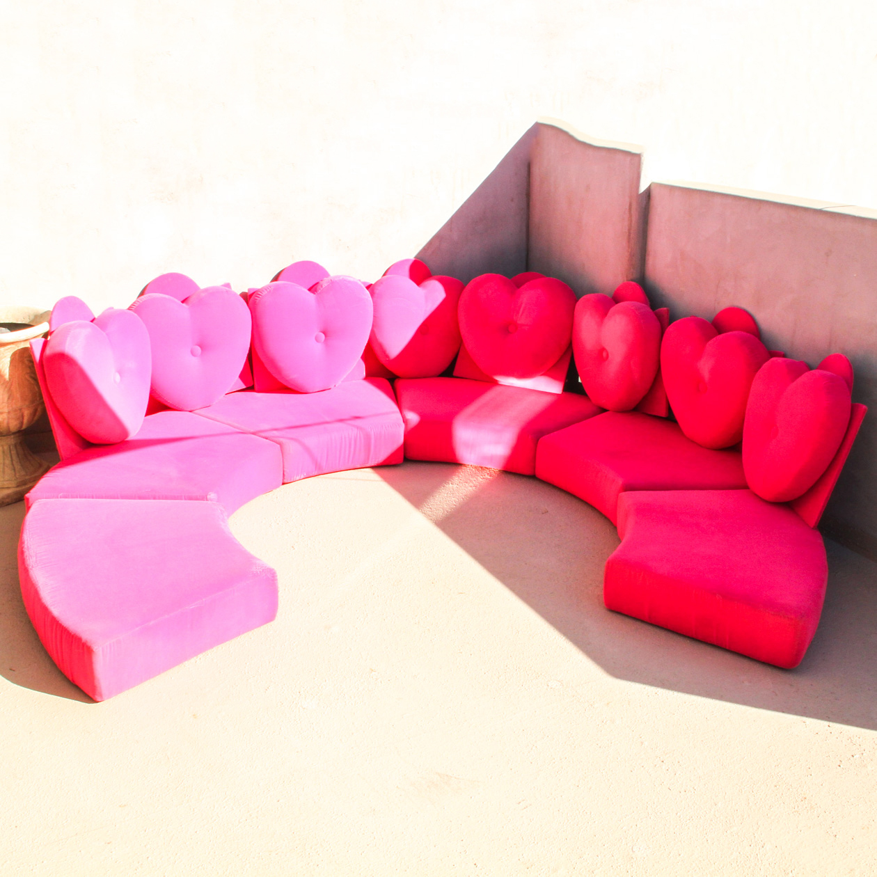 Pink Velvet "I Dream of Genie" Couch and Blanket