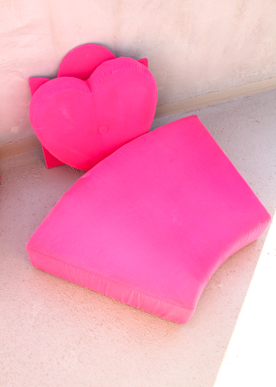 Pink Velvet "I Dream of Genie" Couch and Blanket