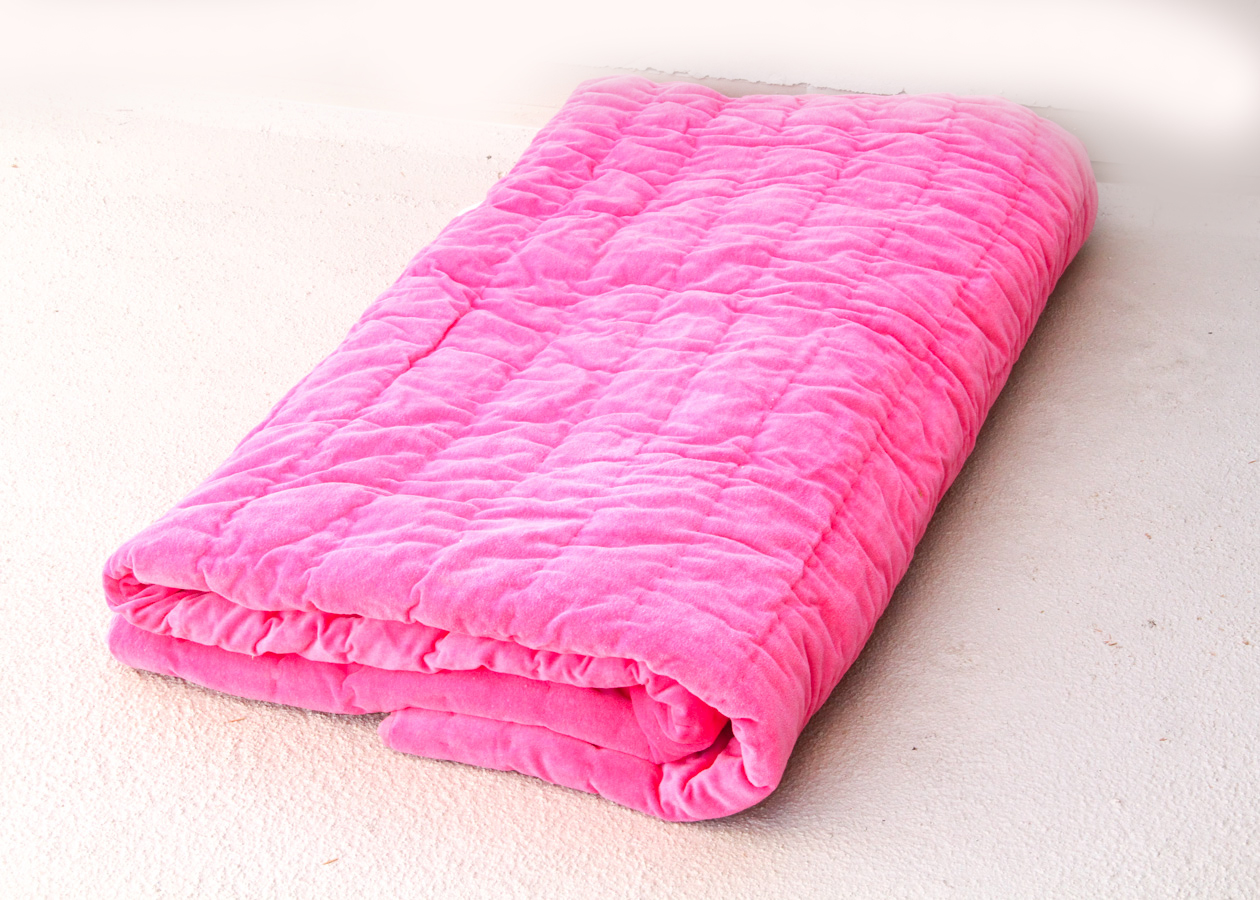 Pink Velvet "I Dream of Genie" Couch and Blanket