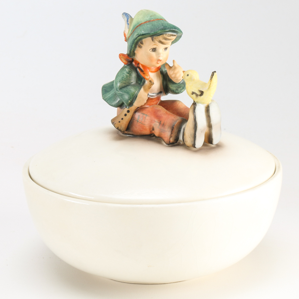 1960s Hummel Porcelain "Singing Lesson" Covered Candy Dish
