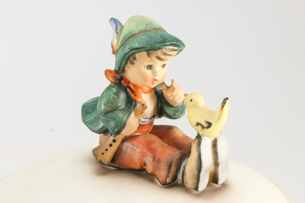 1960s Hummel Porcelain "Singing Lesson" Covered Candy Dish