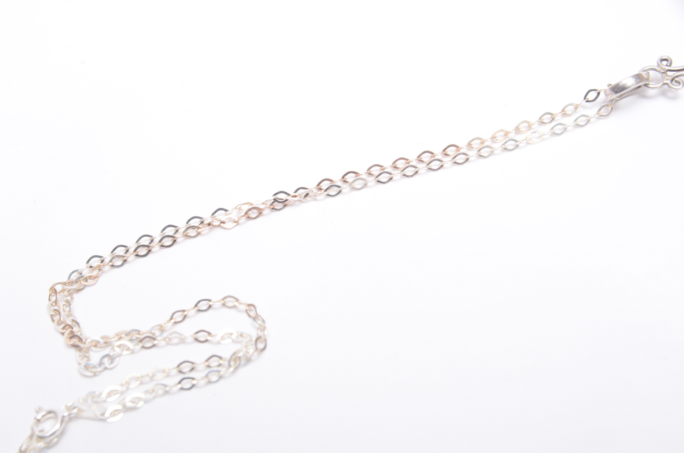 Sterling Silver Necklace with Glass and Silver Pendant