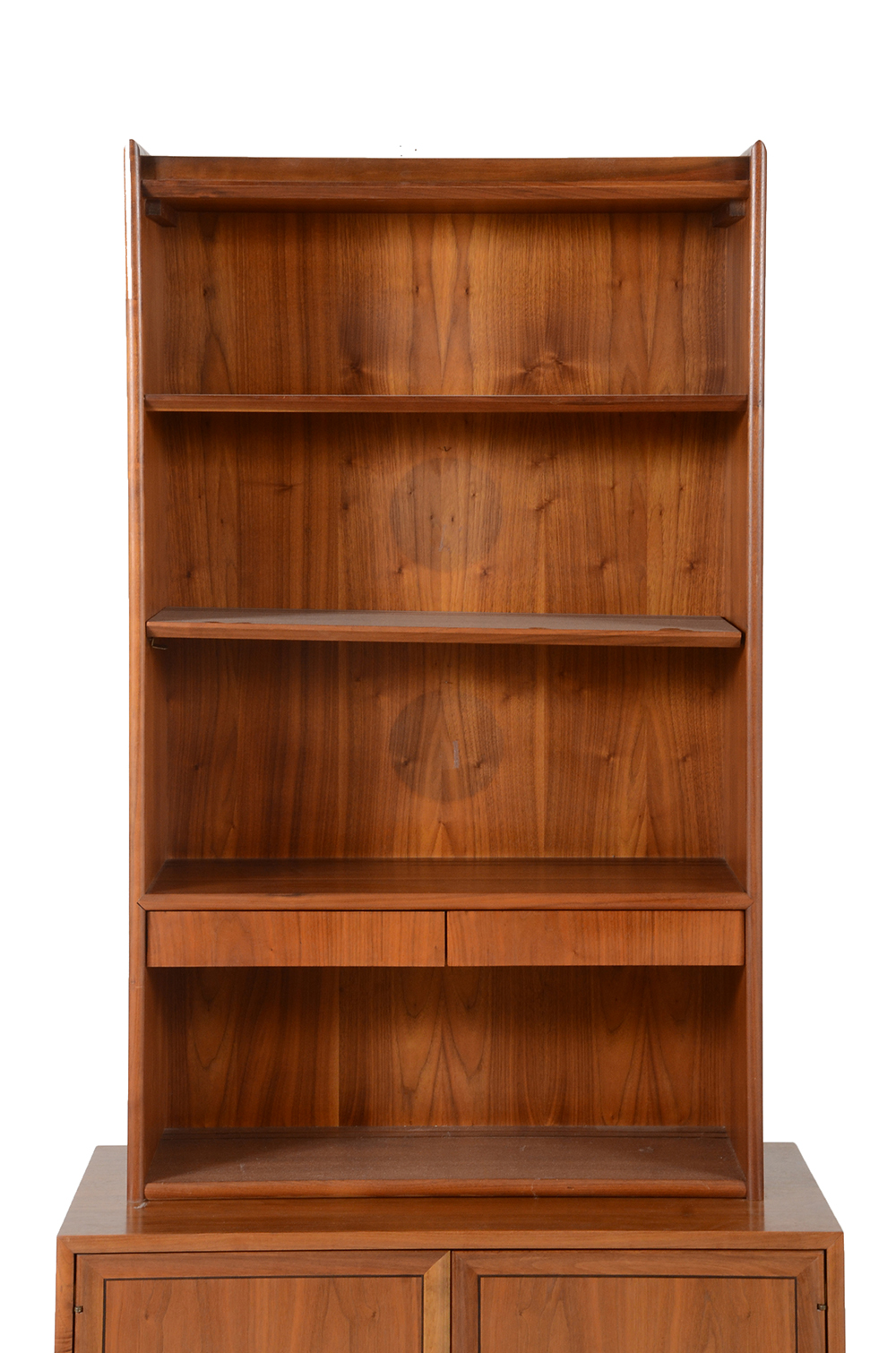 Drexel Mid-Century Walnut Record Cabinet with Bookcase