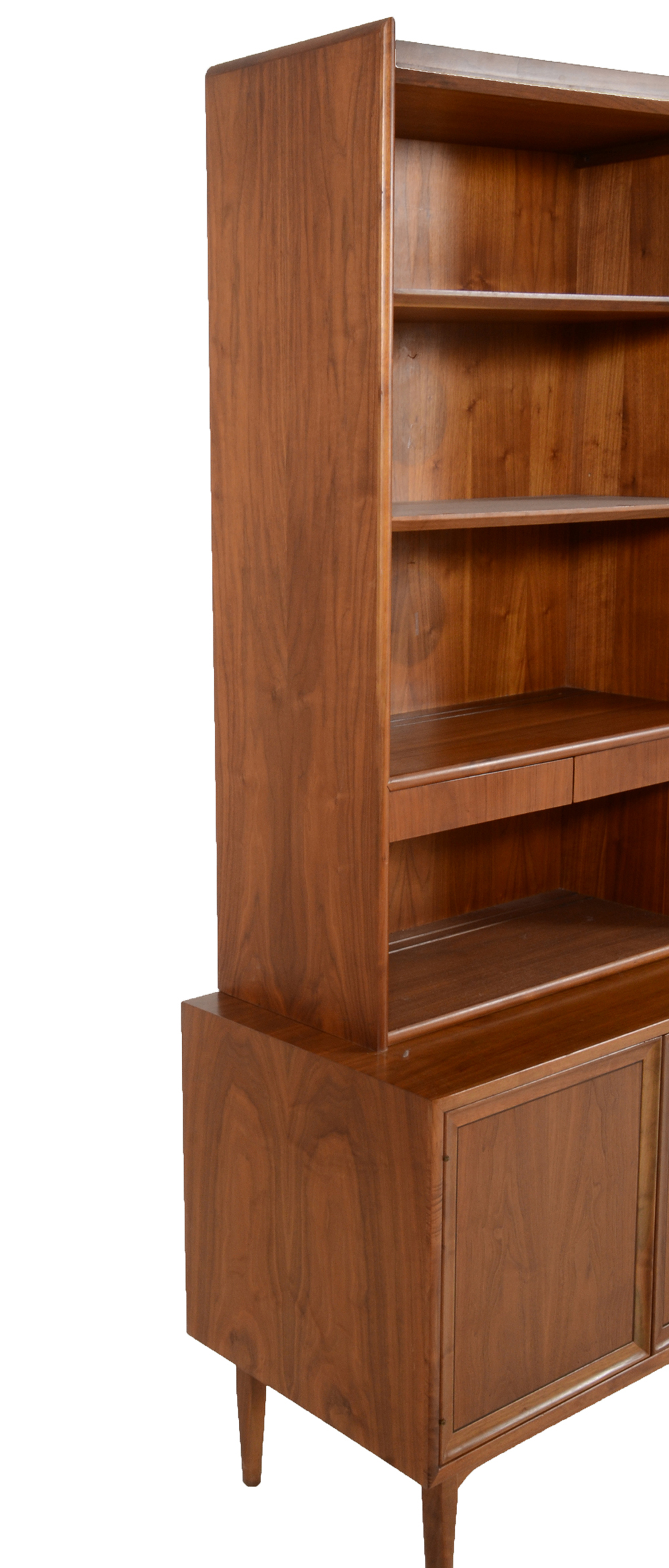 Drexel Mid-Century Walnut Record Cabinet with Bookcase