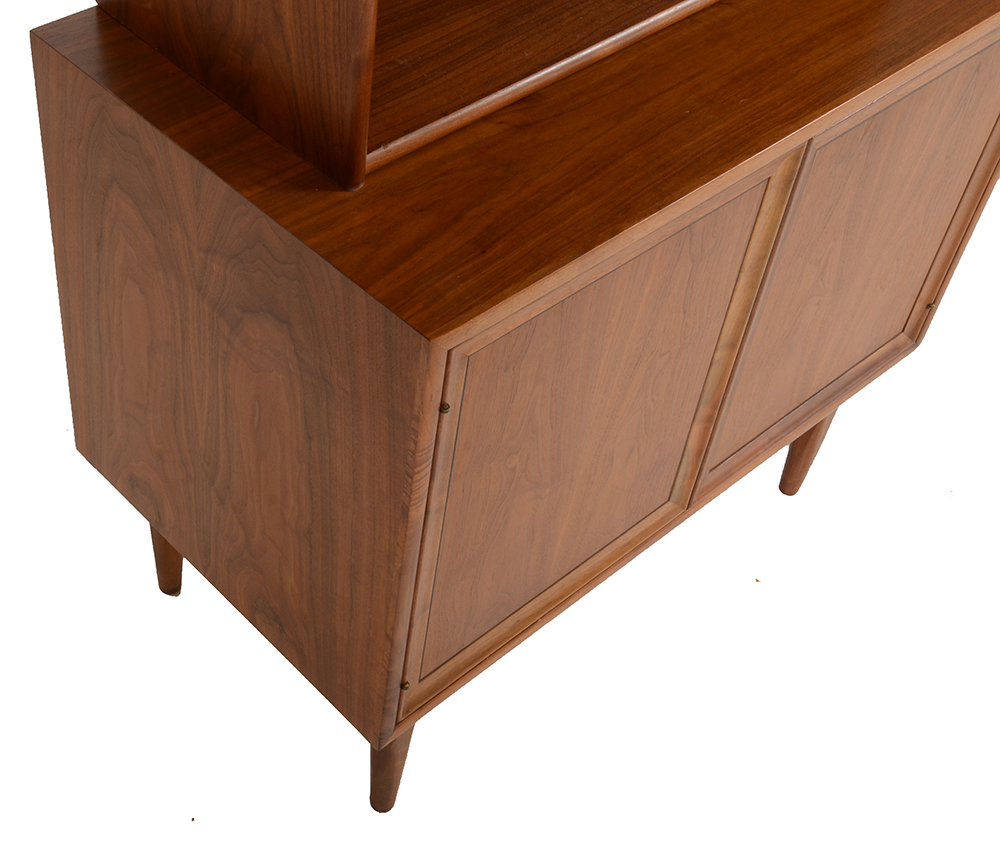 Drexel Mid-Century Walnut Record Cabinet with Bookcase