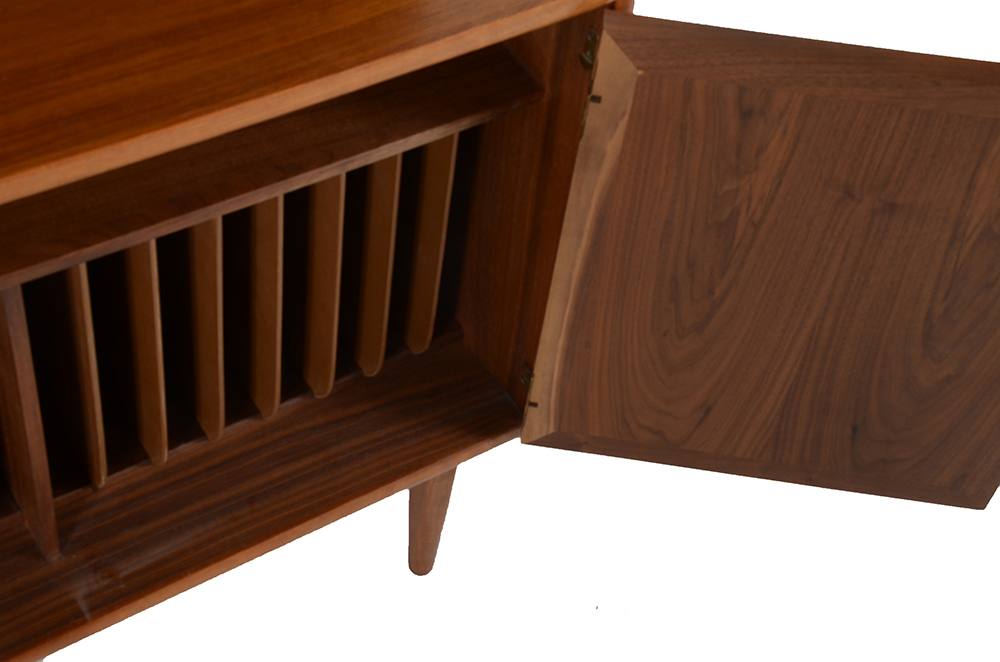 Drexel Mid-Century Walnut Record Cabinet with Bookcase