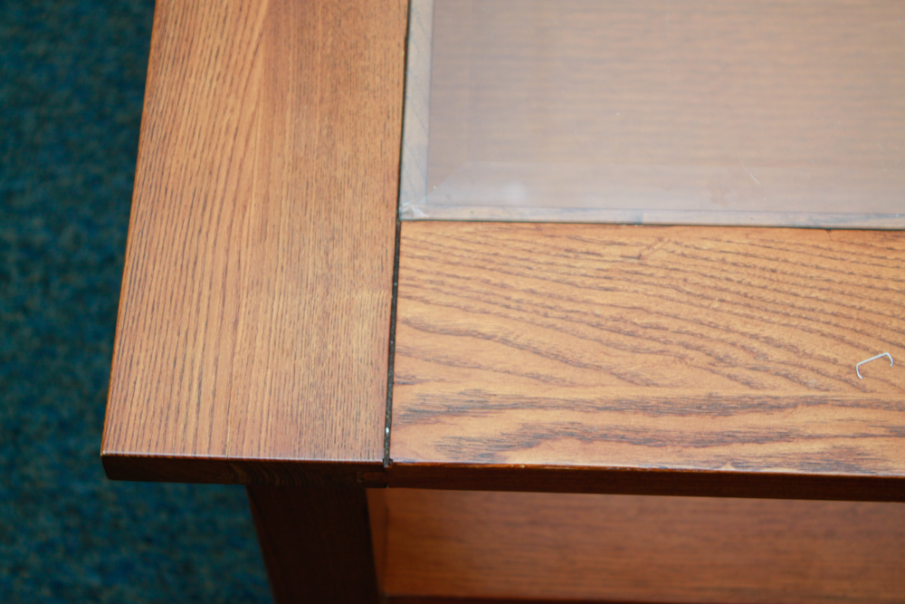 Mission Style Glass Top Coffee Table