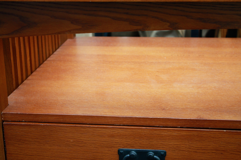 Mission Style Glass Top Coffee Table