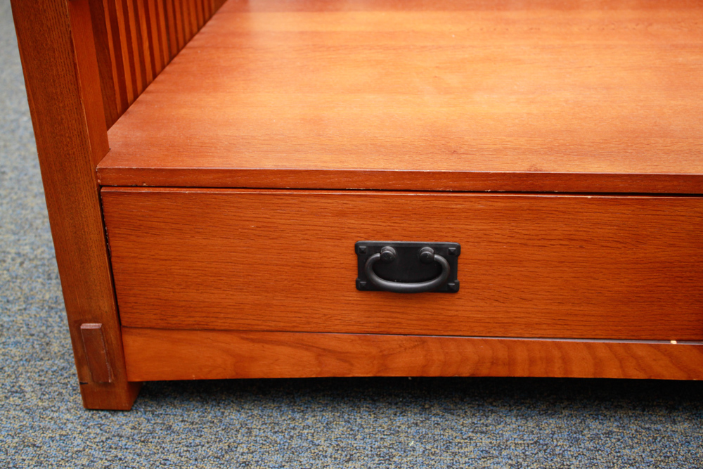 Mission Style Glass Top Coffee Table
