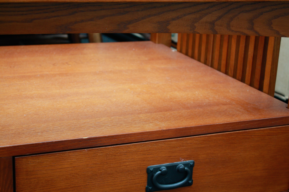 Mission Style Glass Top Coffee Table