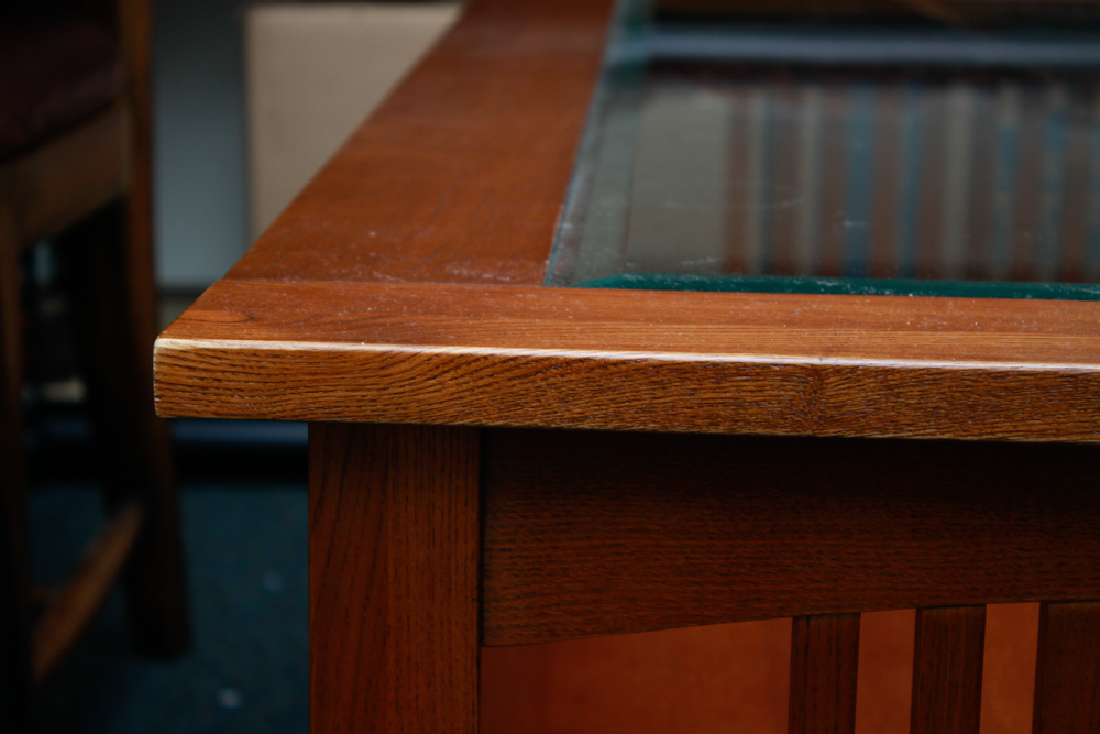 Mission Style Glass Top Coffee Table