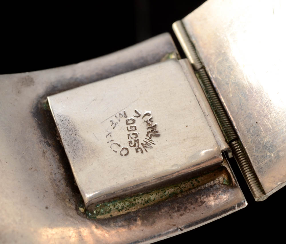 Vintage Mexican Sterling Silver Floral Engraved Hinge Bracelet