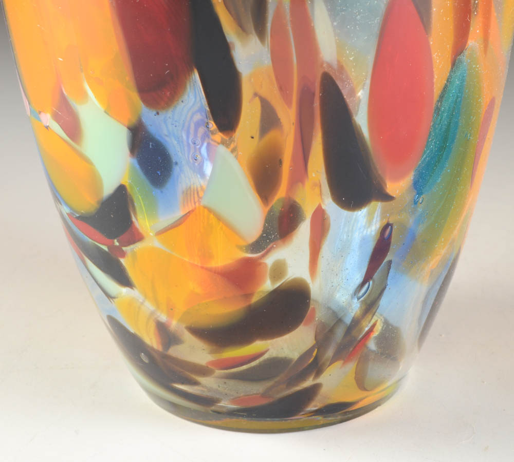 Blown Art Glass Colorful Vase