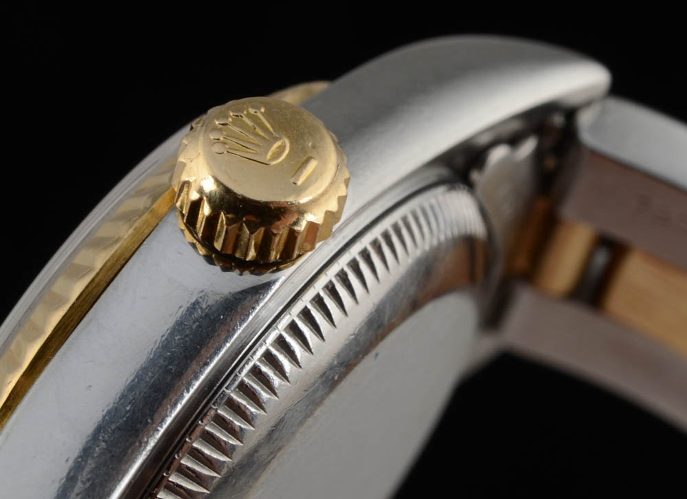 Women's Rolex Perpetual 18K Yellow Gold and Stainless Steel Black Index Oyster Watch