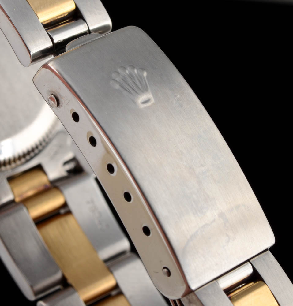 Women's Rolex Perpetual 18K Yellow Gold and Stainless Steel Black Index Oyster Watch