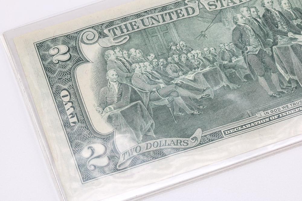 1976 First Day Issue Two Dollar Bill with Signatures of Francine Neff and William Simon