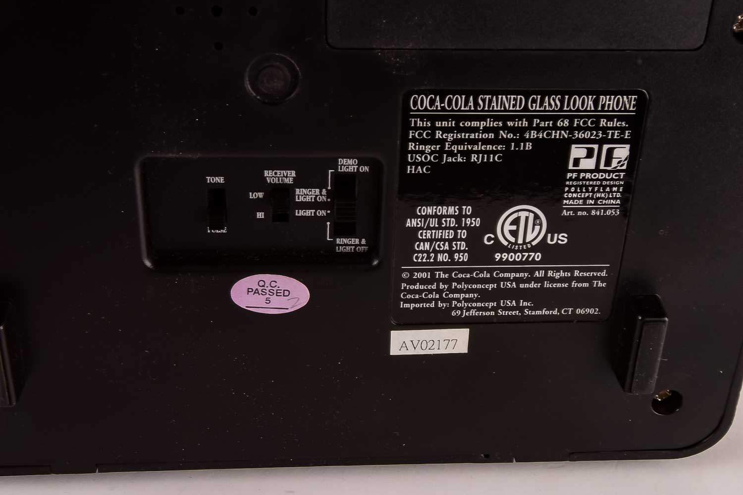 2001 Coca-Cola Stained Glass Look Phone