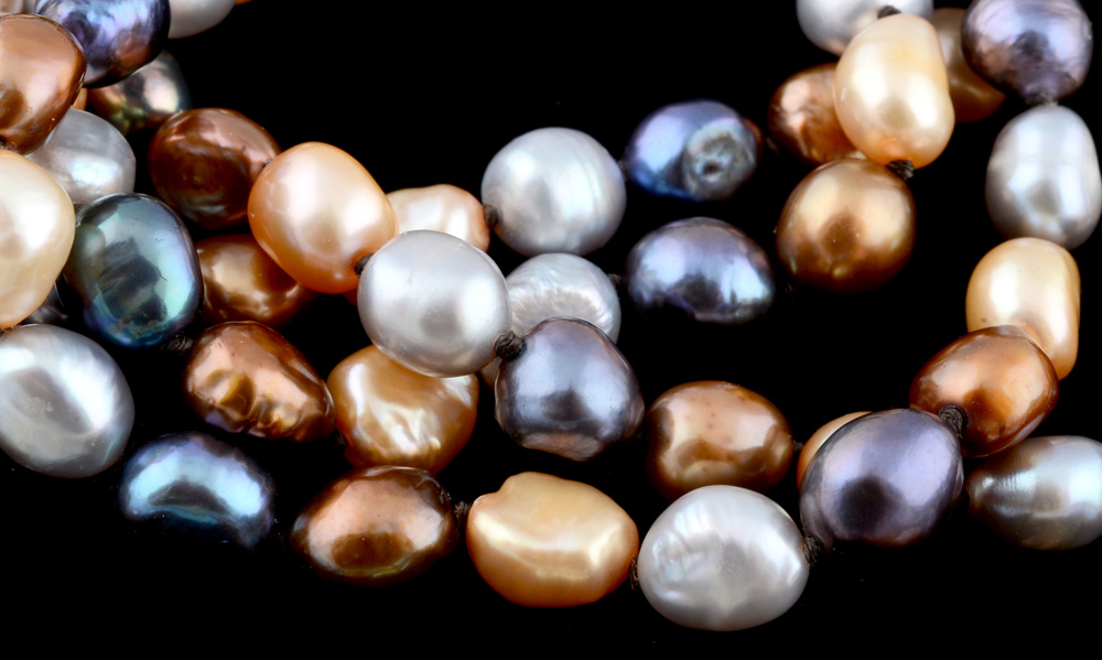 Multi-Strand Dyed Cultured Freshwater Pearl Necklace and Matching Bracelet