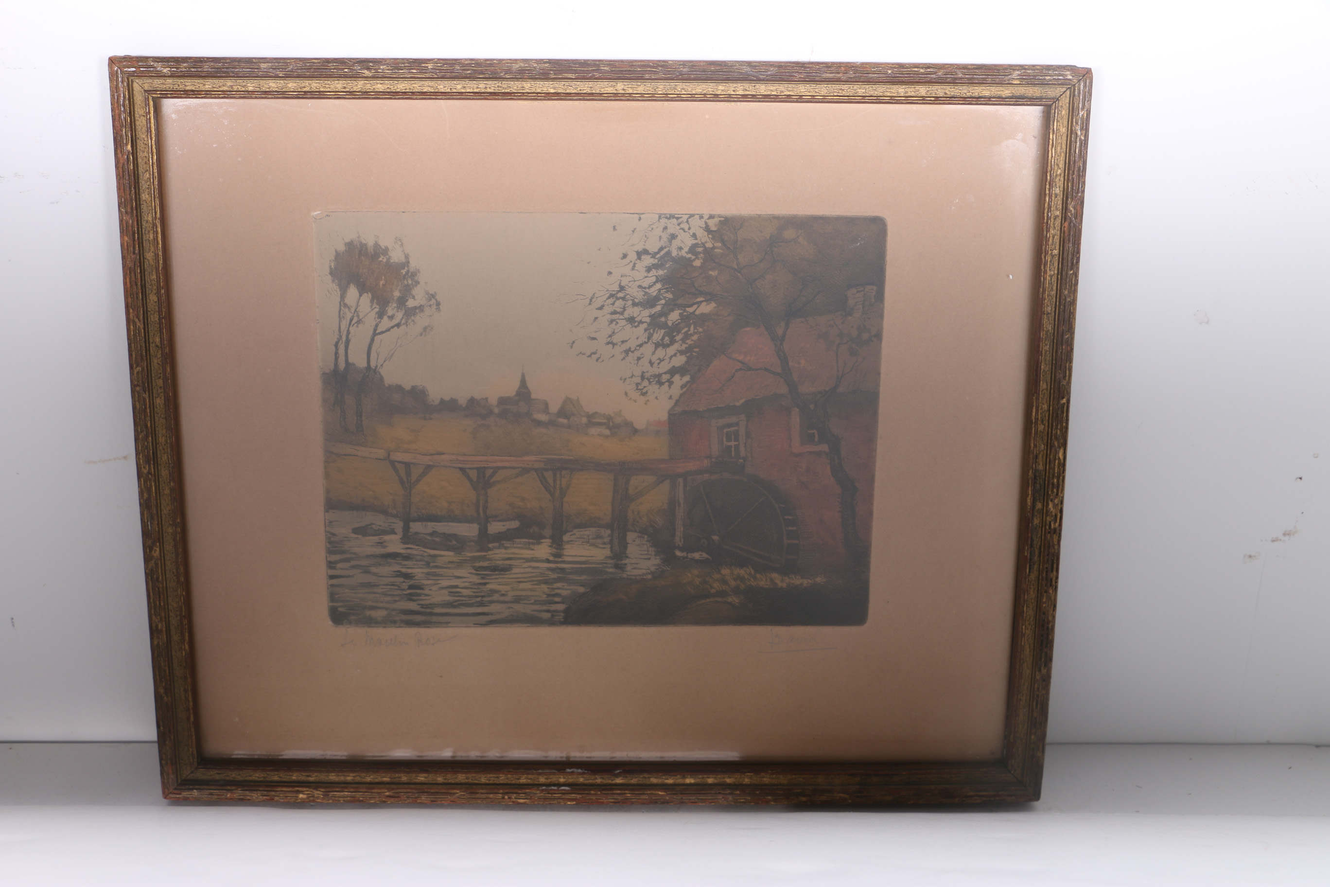 Pair of Louis Davril Etching Aquatint "Le Moulin Rose" and "Le Russian En Hiver"