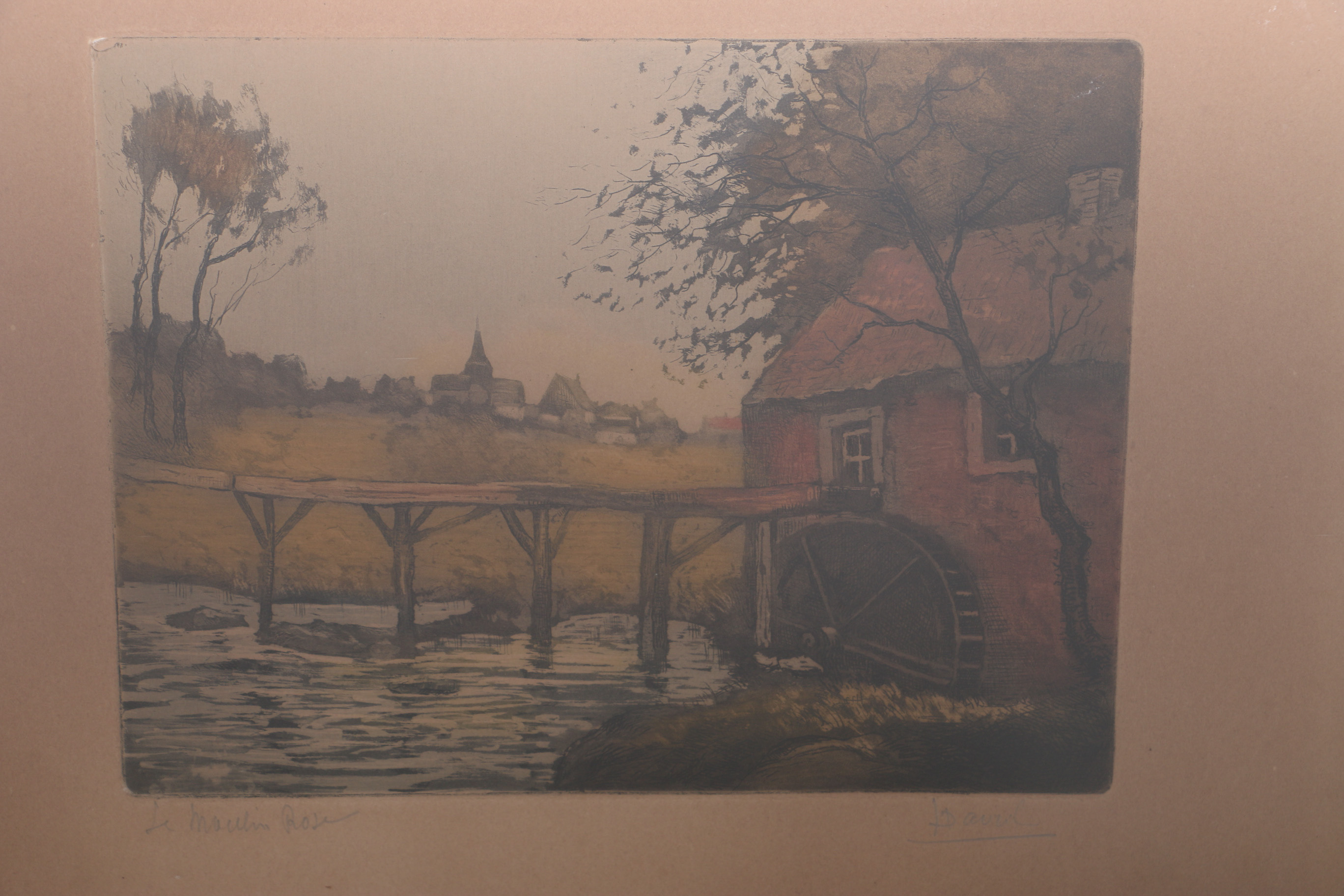 Pair of Louis Davril Etching Aquatint "Le Moulin Rose" and "Le Russian En Hiver"