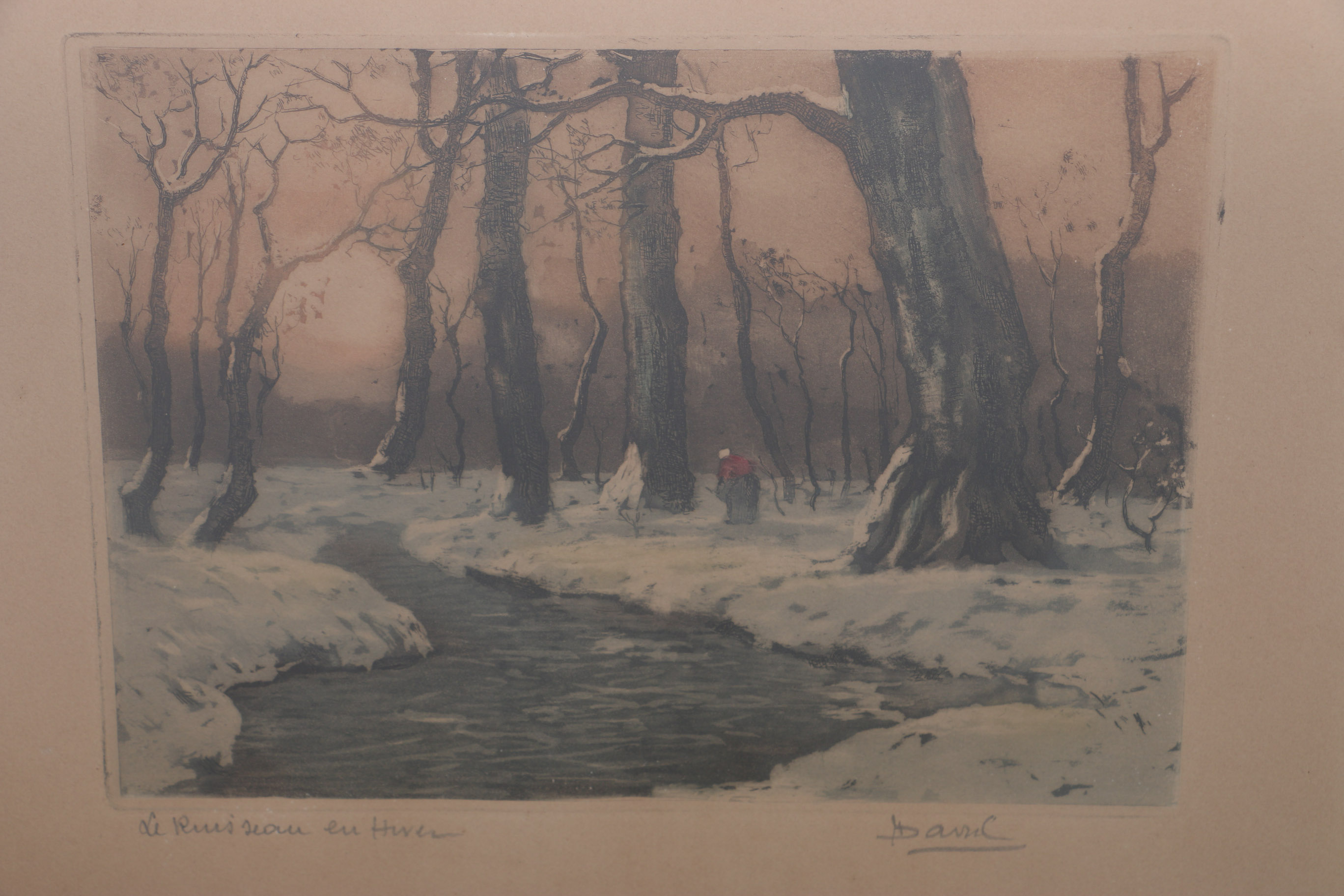 Pair of Louis Davril Etching Aquatint "Le Moulin Rose" and "Le Russian En Hiver"