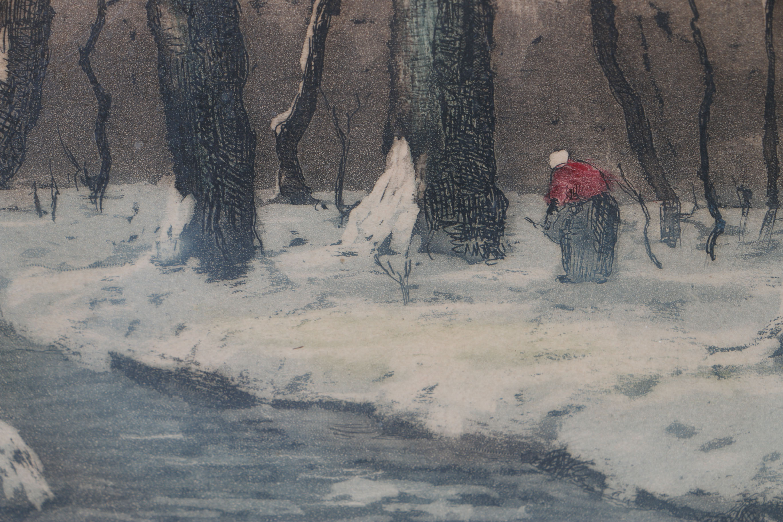 Pair of Louis Davril Etching Aquatint "Le Moulin Rose" and "Le Russian En Hiver"