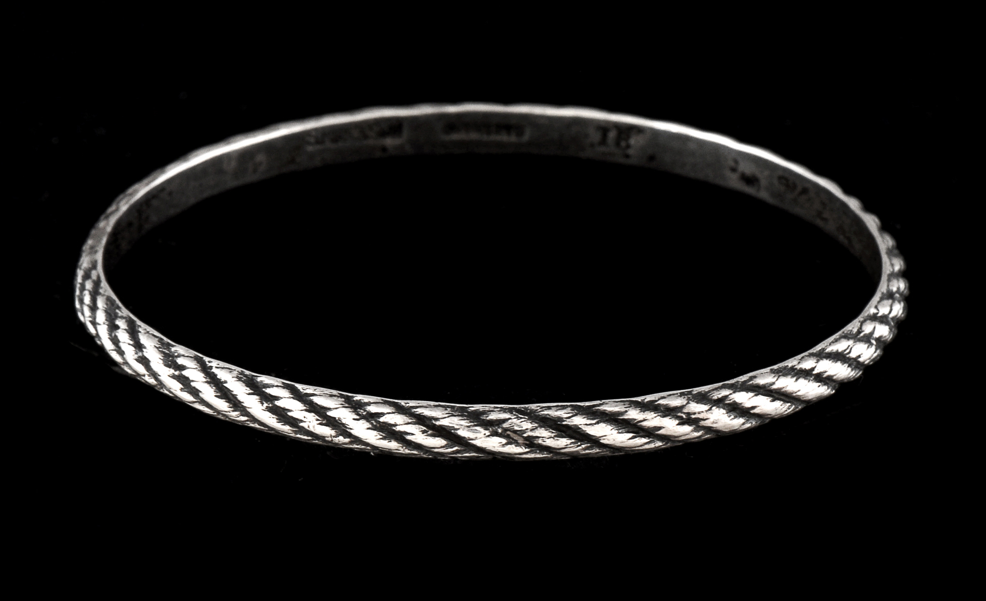 Vintage S. Kirk & Son Sterling Silver Textured Bangle and Silvertone Heart Shape Openwork Pierced Dangle Earrings