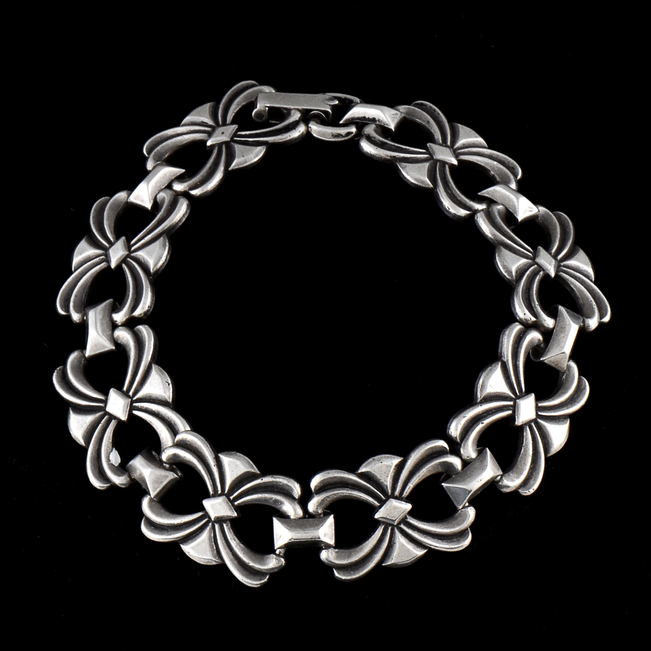 Vintage Harry S. Bick & Son of New York Sterling Silver Openwork Panel Link Bracelet