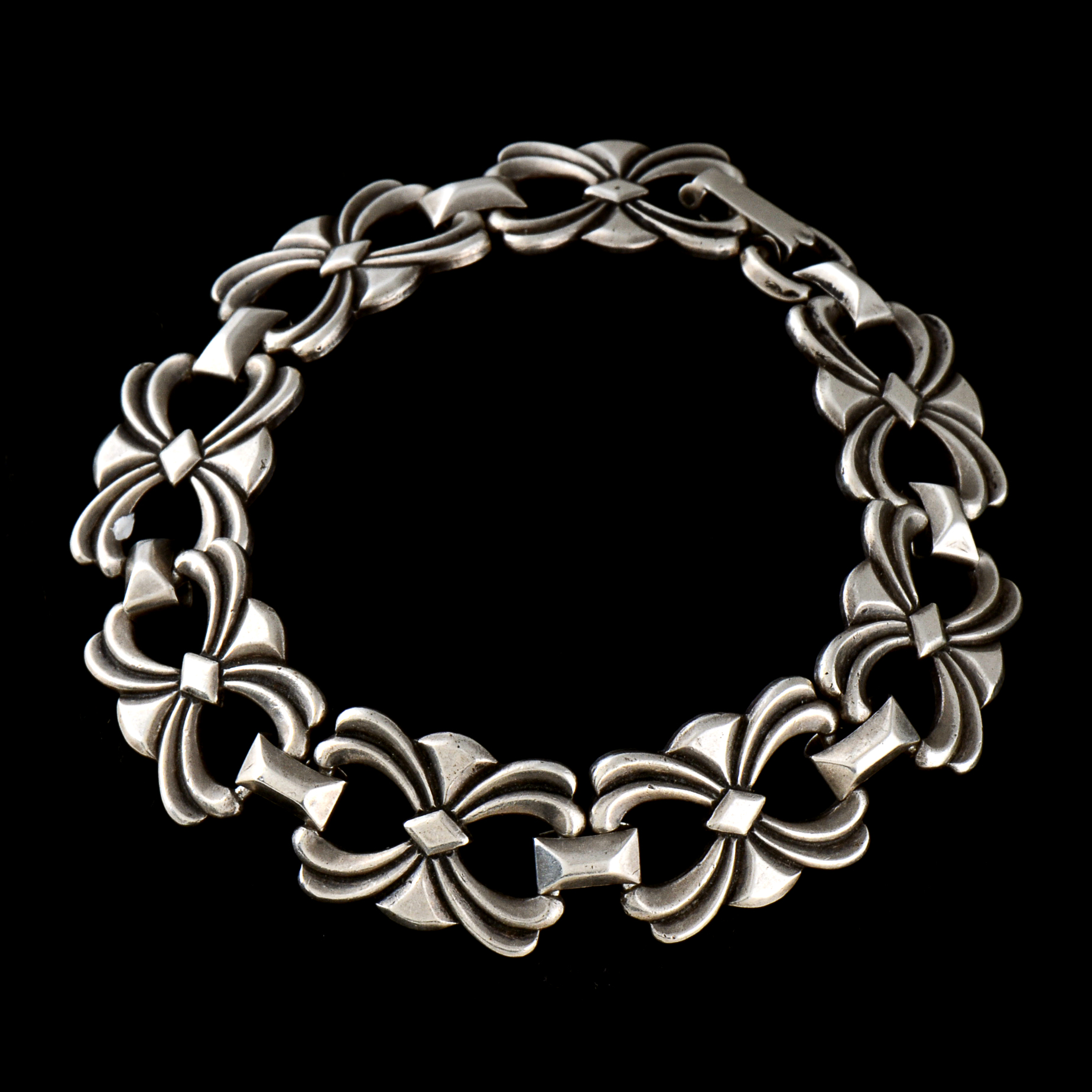 Vintage Harry S. Bick & Son of New York Sterling Silver Openwork Panel Link Bracelet