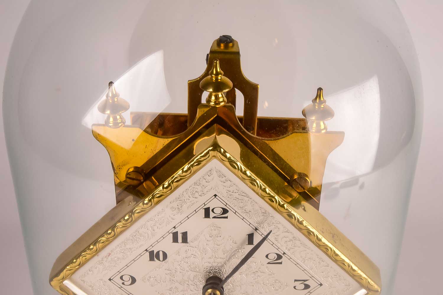 Vintage German Glass Dome Anniversary Clock