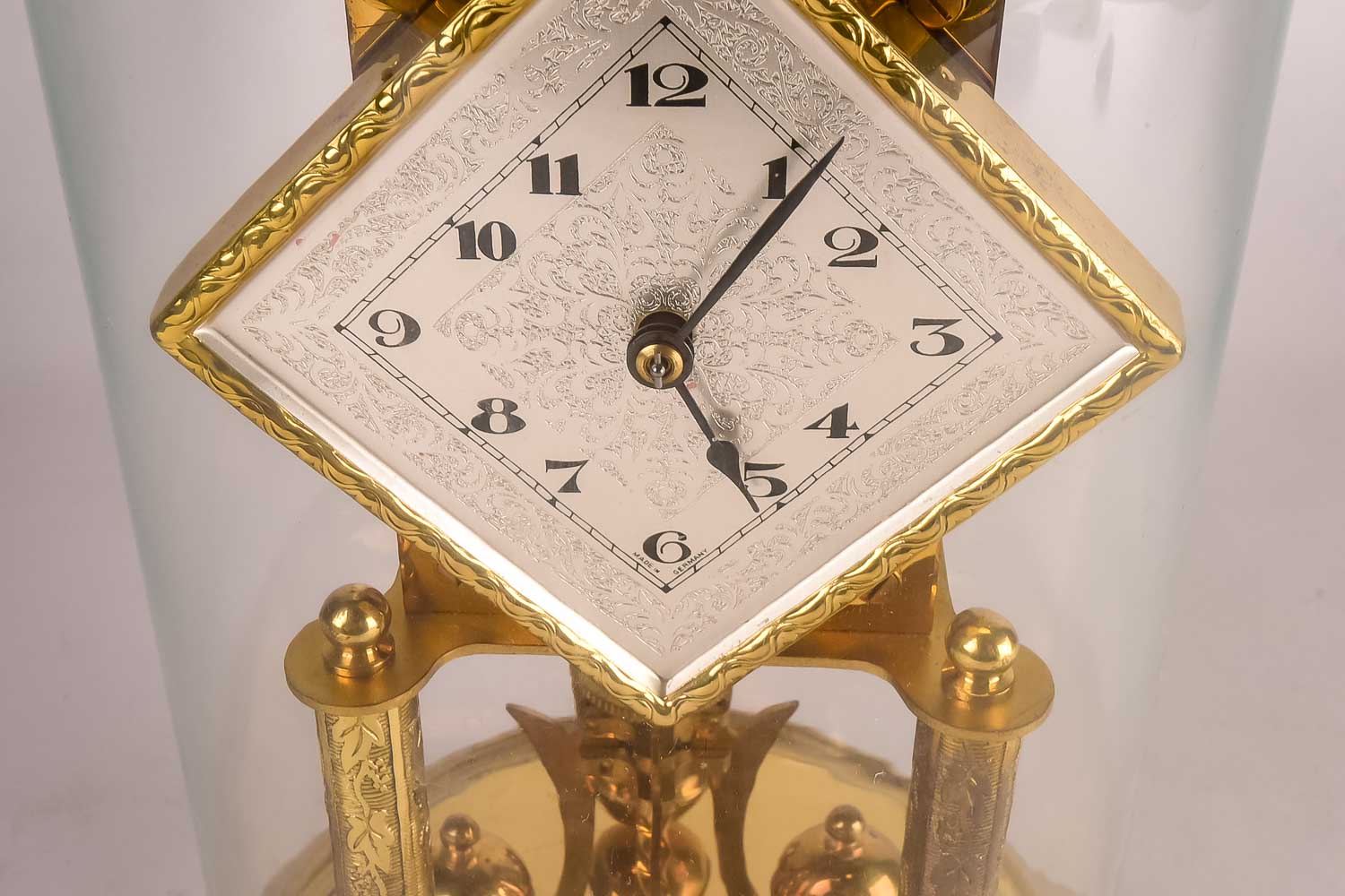 Vintage German Glass Dome Anniversary Clock