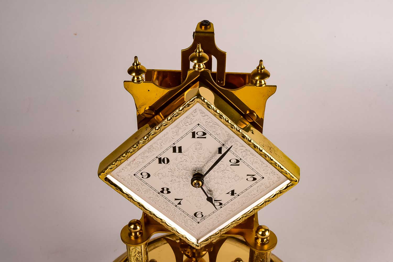 Vintage German Glass Dome Anniversary Clock