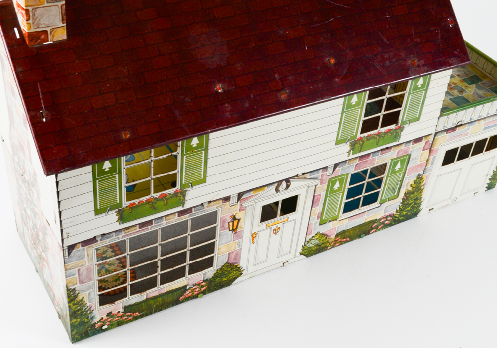 Vintage Tin Dollhouse with Accessories