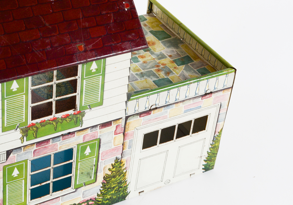 Vintage Tin Dollhouse with Accessories