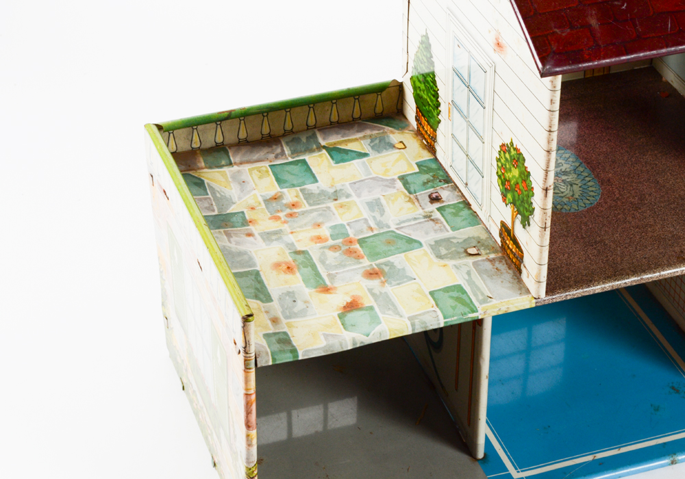 Vintage Tin Dollhouse with Accessories