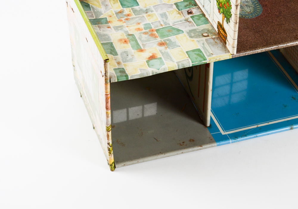 Vintage Tin Dollhouse with Accessories
