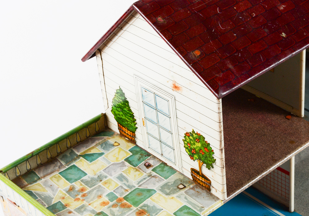 Vintage Tin Dollhouse with Accessories
