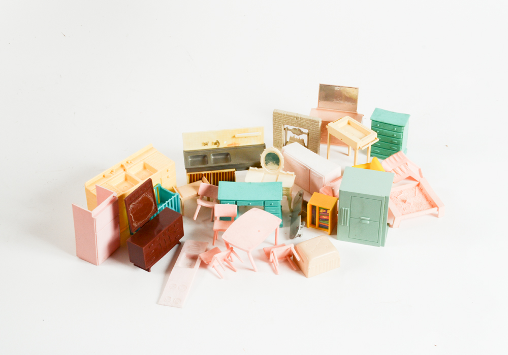 Vintage Tin Dollhouse with Accessories