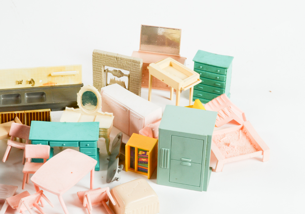 Vintage Tin Dollhouse with Accessories