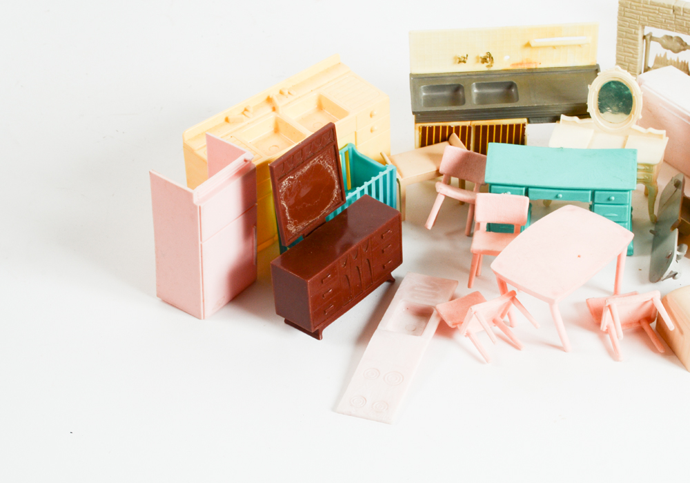 Vintage Tin Dollhouse with Accessories