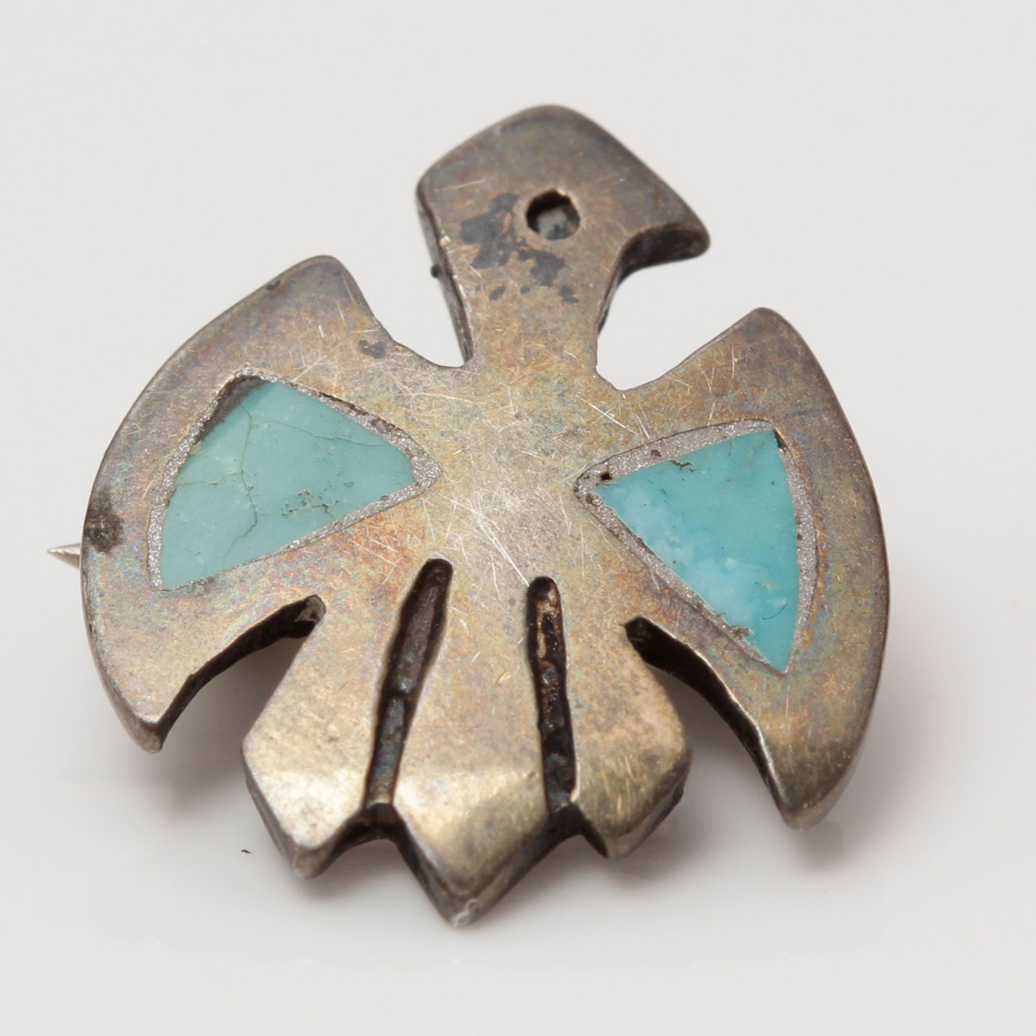 Vintage 800 Silver and Turquoise Tie Clips