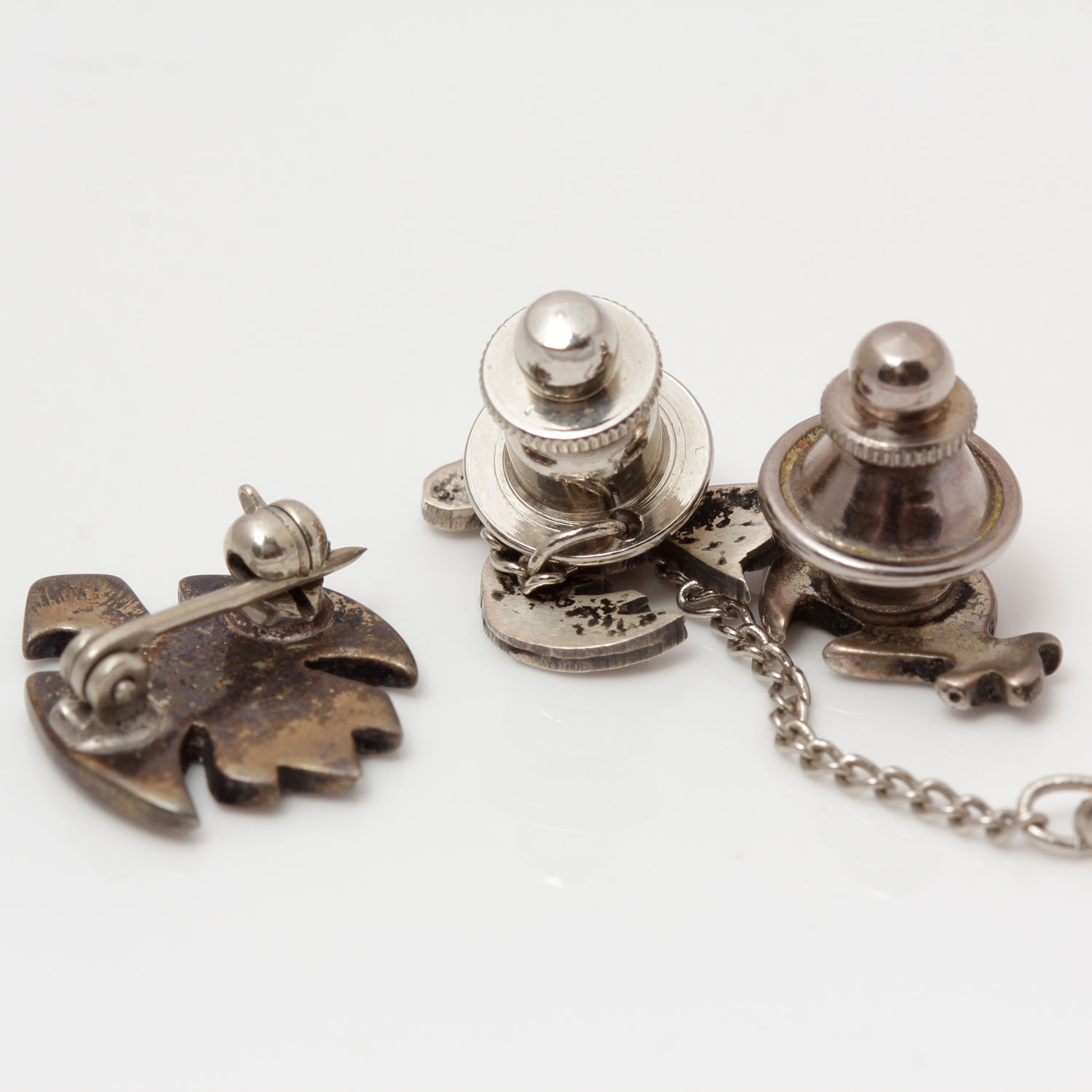 Vintage 800 Silver and Turquoise Tie Clips