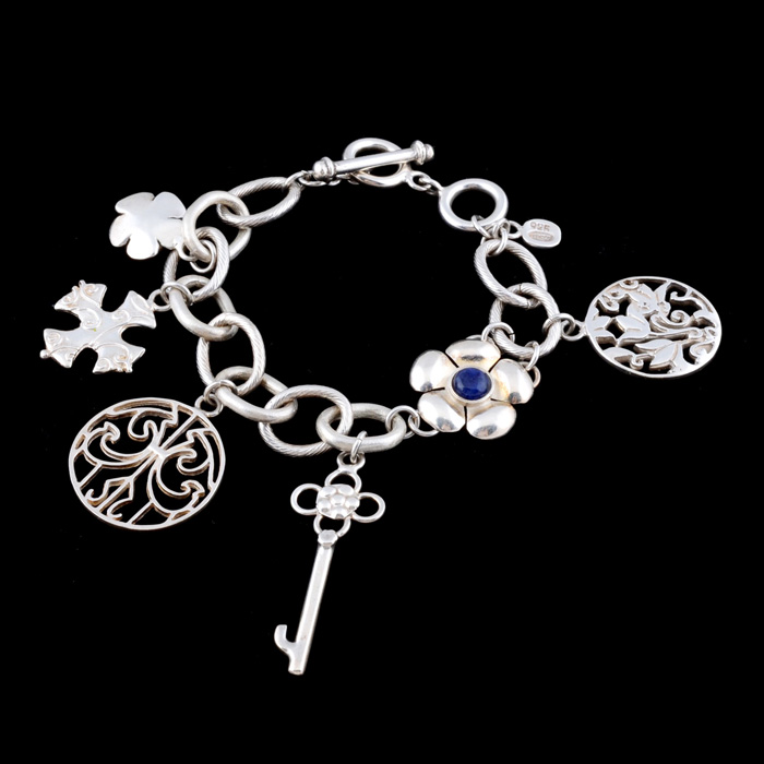 Sterling Silver Charm Link Bracelet