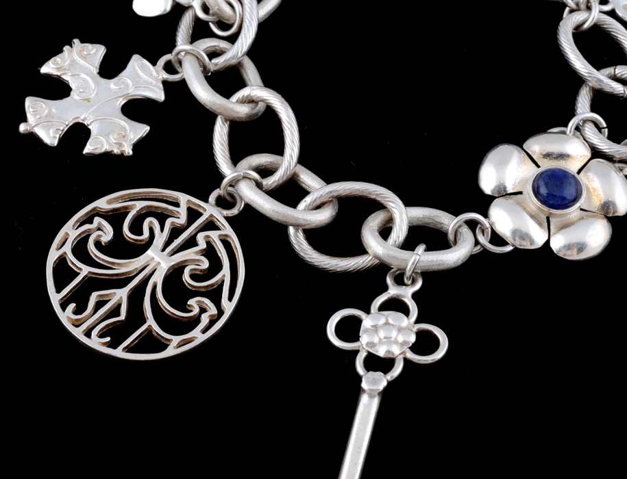 Sterling Silver Charm Link Bracelet